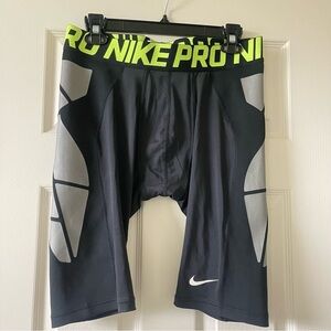 Nike Pro Dri Fit Slider Baseball Shorts Compression Black Silver Plus Size XXL